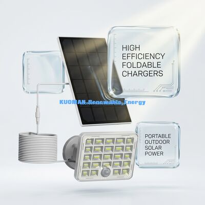 Lâmpada de detecção solar à prova d'água de 3 W com painel solar portátil de 182 mmx182 mm para iluminação de segurança exterior