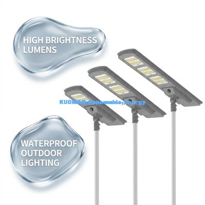 All In One LED Solar Street Light 220lm/W IP65 à prova d'água com 2-3 dias chuvosos Backup para iluminação de estrada e jardim