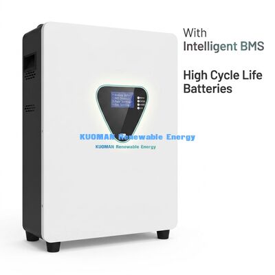 Bateria de armazenamento de energia solar LiFePO4 montada na parede com 6000 ciclos e 25,6/51,2 V para backup doméstico
