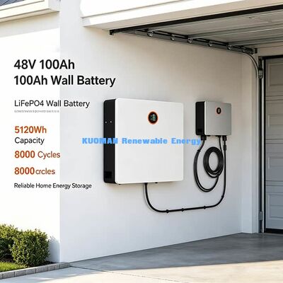 Montador de parede Bateria de lítio de 5,12 kWh CAN RS485 Bluetooth para inversores solares híbridos