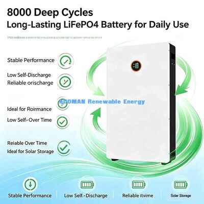 Carregamento multi-fonte LiFePO4 Powerwall 51.2 V 200Ah Bateria de carregamento da rede do gerador do painel solar