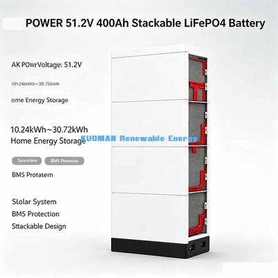 51Bateria LiFePO4 empilhável de 2 V 10,24 kWh  30,72 kWh