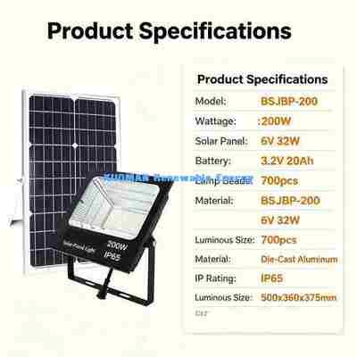 Holofote solar LED à prova d'água IP65 com bateria de lítio de grande capacidade
