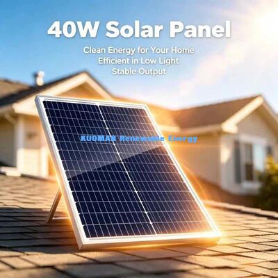 Painel Solar Monocristalino de Vidro Temperado de 40W para Energia de Estufa e Cabana Remota