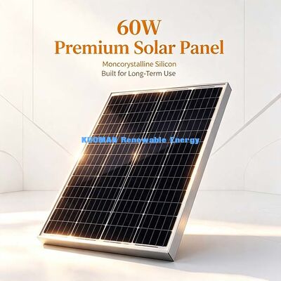 Módulo Fotovoltaico Monocristalino Compacto de 60W Caixa de Junção IP67 Conector MC4 para Motorhome Jardim Galpão Energia