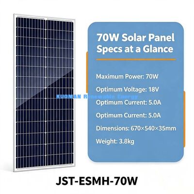 Out-Grid 70W painel solar monocristalino 50cm Cable personalizável MC4 carregador fotovoltaico para estação de energia de acampamento