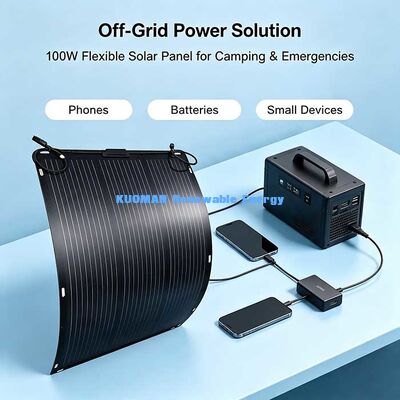 Painel de carregador solar flexível de 105 W, IP68 à prova d'água Junction‐Box Painel solar para carregamento de baterias de 12 V
