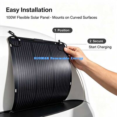 Painel Solar Flexível de Fibra de Carbono de 105W Anti-Micro-Rachadura, Energia Solar Off-Grid para RV e Barco