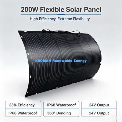 Painel Solar Flexível de Alta Eficiência de 200W, Módulo Solar Dobrável 360° para Teto de RV, Barco e Varanda Solar