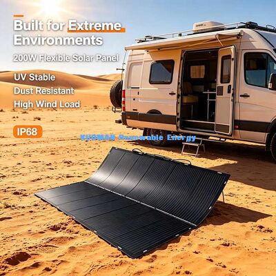 Painel Solar Flexível de Superfície Curvada de 200 W, Energia Solar Off-Grid Confiável para RVs, Barcos, Balcões e Abastecimento de Emergência