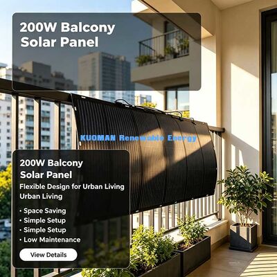 Painel Solar Flexível Pesado de 200W, Solar Curvável Reforçado com Fibra de Carbono para Viagens de Longa Duração em RV e Marítimo