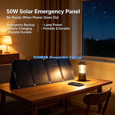 Painel Solar Dobrável Portátil de 50W, Carregador Solar para Múltiplos Dispositivos para Fotografia de Acampamento