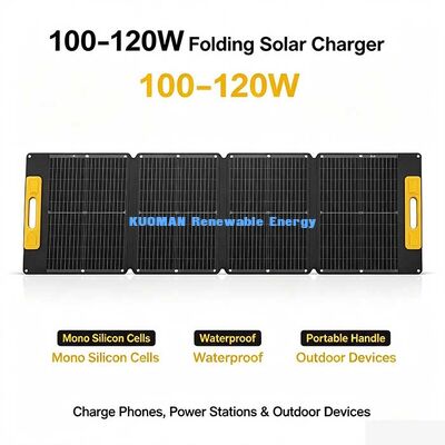 Painel Solar Dobrável à Prova d'Água de 120W, Energia Solar Off-Grid de Alta Eficiência para Acampamento, Pesca e Viagem de Carro