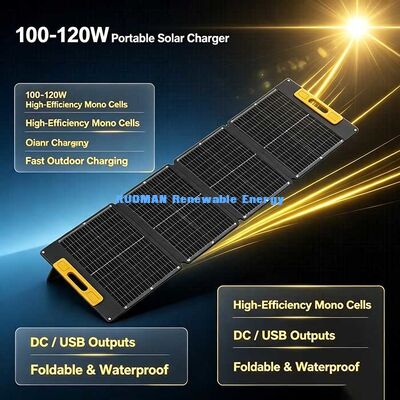 Carregador Solar Dobrável Portátil de 100W, Painel Solar Monocristalino de 19.4V para Estação de Energia e Equipamentos Externos