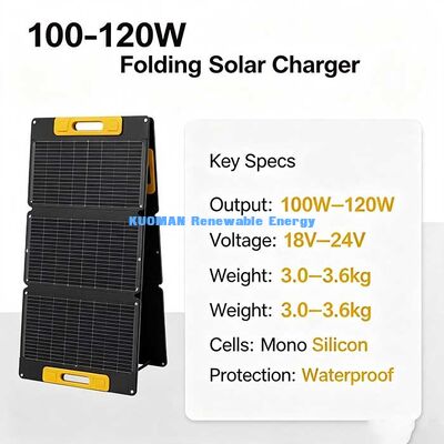 105W Carregador Solar Monocristalino dobrável, painel solar portátil à prova d'água para viagens por estrada da Van‐Life