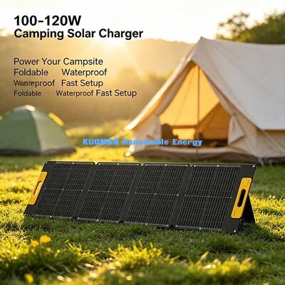 Painel solar portátil fora da rede de 100-120 W, carregador solar impermeável dobrável para alimentação de emergência