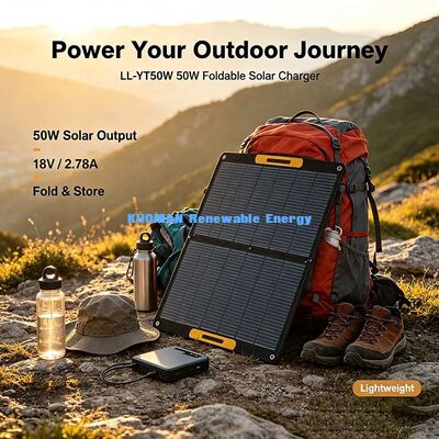 Painel solar dobrável de viagem de 50W, saco de carregador solar ETFE à prova d'água para estação de energia portátil RV de acampamento