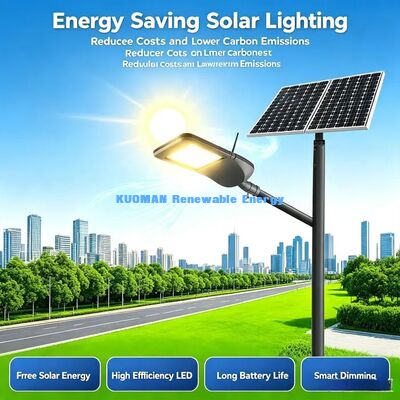 Lâmpada de rua LED inteligente de baixo carbono. Planeamento inteligente, iluminação urbana de rua de poupança de energia.