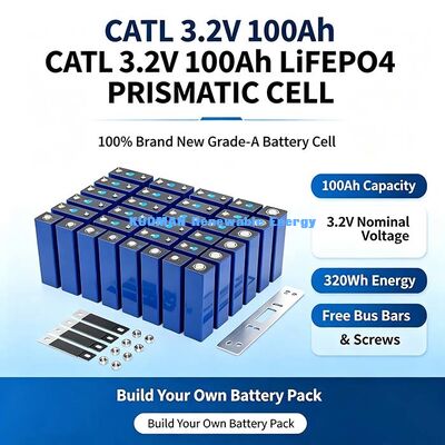 Célula de Bateria Prismática LiFePO4 de 300Ah 3.2V, Grau A 6000 Ciclos Fosfato de Ferro e Lítio para Armazenamento de Energia Solar e Sistema de Energia