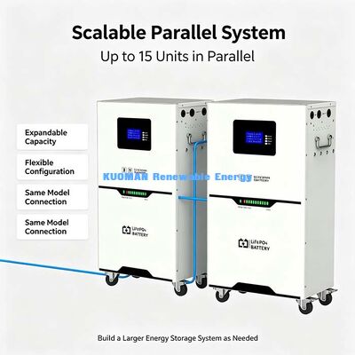 51.2V 100Ah Bateria LiFePO4 de armazenamento solar, máxima carga/descarga contínua de 100A