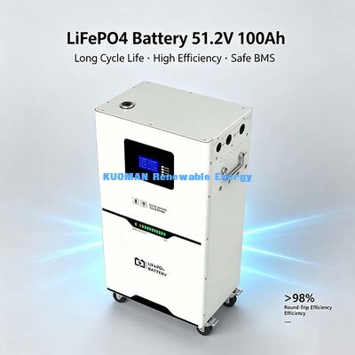 5.12kWh 51.2V LiFePO4 Bateria de armazenamento de energia, design de armário de rodas para fácil movimentação
