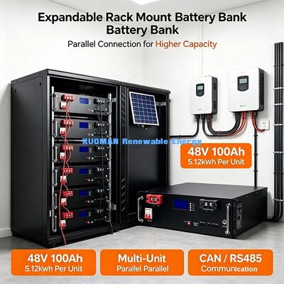Bateria LiFePO4 de Montagem em Rack Direta 48V 100Ah para Sistema de Gabinete Solar Comercial e Residencial