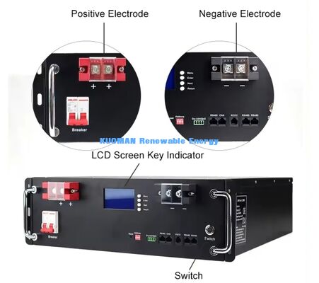 Módulo de Bateria Rack KM 48V 100Ah LiFePO4 Ciclos Profundos 8000 Vezes