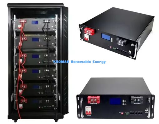 Módulo de Rack de Bateria KM 48V 100Ah LiFePO4 com 8000 Ciclos Profundos, Tensão Nominal de 51.2V e Capacidade de 100Ah