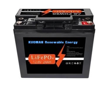 Bateria LiFePO4 de 12V 24Ah com 307,2Wh de energia e material ABS para aplicações de ciclo profundo