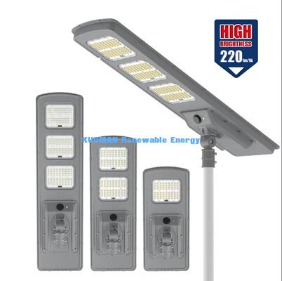 Alta luminosidade 60W/80W IP65 Lâmpada de rua à prova d'água All-in-One Solar Lâmpadas de rua exterior 220lm/w Longa vida útil