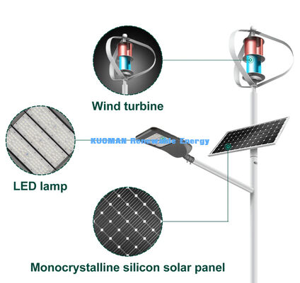 Luminária Pública Híbrida Eólica-Solar de 100W-200W com Proteção IP65 à Prova d'Água e 12h*365 dias de Tempo de Trabalho para Estradas Off-Grid