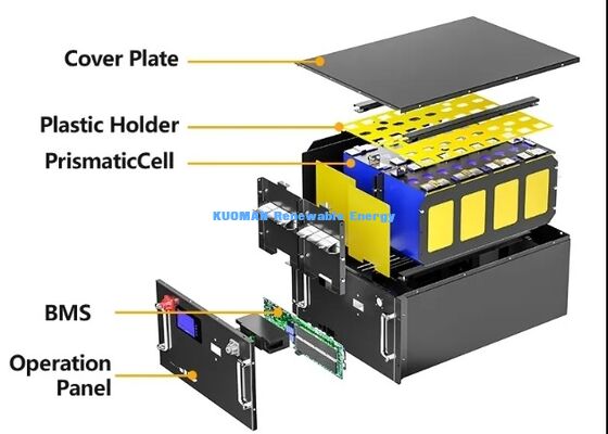 KM 48V 200Ah LiFePO4 Bateria Rack Module Ciclos profundos 8000 vezes