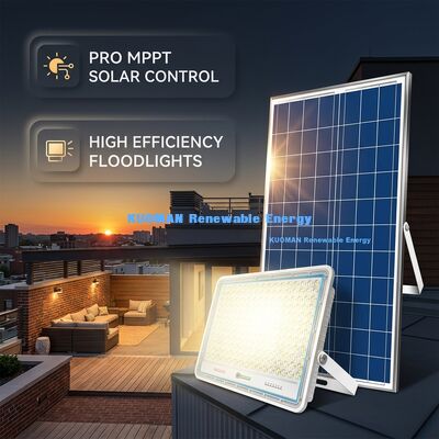 Holofote Solar de Alta Eficiência 120LM/W Brilhante com Impermeabilidade IP65 e Controlador PRO MPPT