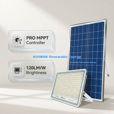 Holofote Solar de Alta Eficiência 120LM/W Brilhante com Impermeabilidade IP65 e Controlador PRO MPPT