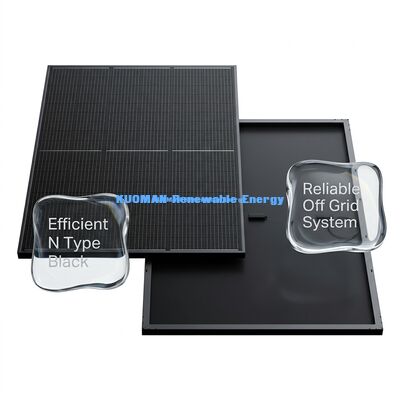 Painel solar preto tipo N de 415W com 22% de eficiência e estrutura de alumínio anodizado
