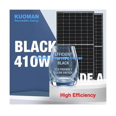 Painel solar preto tipo N de 415W com 22% de eficiência e estrutura de alumínio anodizado