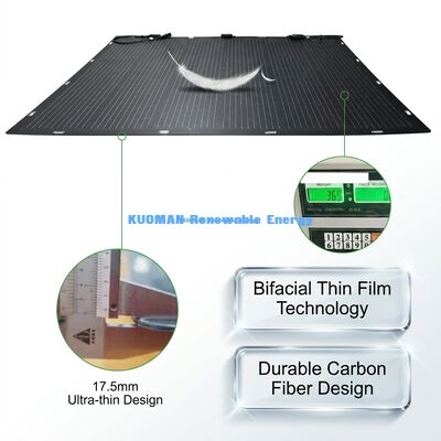 Painel Solar Flexível Bifacial Dobrável de 200W com Saída de Potência IP67 à Prova d'Água e Dobra de 360° para RV, Casa e Viagem