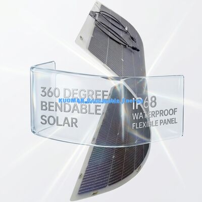 Painel solar flexível bifacial flexível de 360 graus 200W IP68 impermeável com fibra de carbono