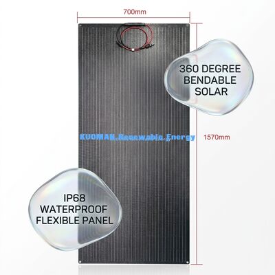 Painel Solar Flexível de Silício Monocristalino de 200W com Design de Fibra de Carbono Impermeável IP67