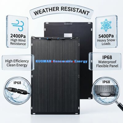 200W IP67 360 graus painel solar flexível flexível para RV e casa de viagem Bifacial painel solar
