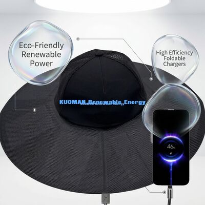 Chapéu solar dobrável com 22% de eficiência e 13W de potência - Chapéu solar portátil recarregável para uso ao ar livre