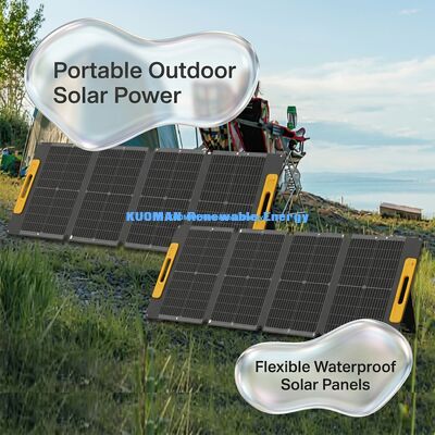 Painel Solar Dobrável à Prova d'Água IP68 com Potência Máxima de 100W, Carregador Solar Portátil para Telefone e iPad