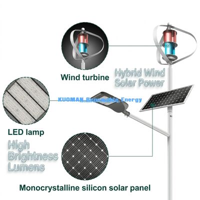 Luminária Pública Híbrida Eólica-Solar de 100W-200W com Proteção IP65 à Prova d'Água e 12h*365 dias de Tempo de Trabalho para Estradas Off-Grid