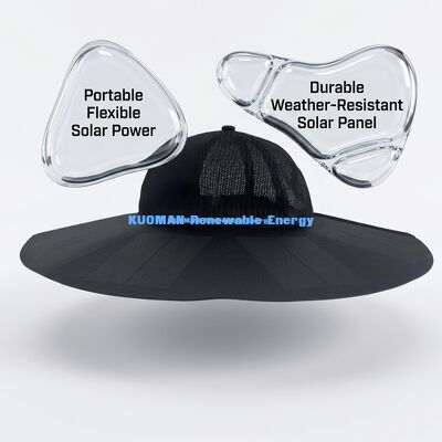 Boné Solar Portátil Dobrável com 22% de Eficiência e 13W de Potência - Chapéu Solar Recarregável com Saída USB-A e Tipo-C