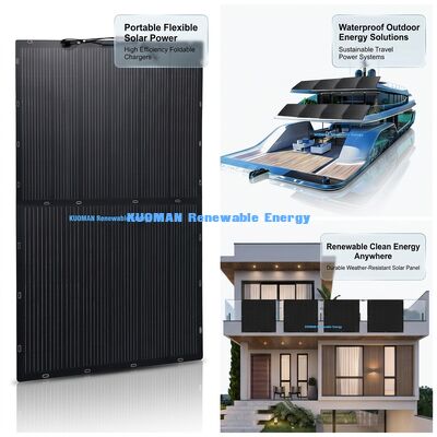 Painel Solar Bifacial Flexível de 200 W - Painel Solar de Silício Policristalino para Energia Limpa Renovável