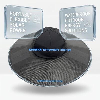 Chapéu de painel solar portátil dobrável com 22% de eficiência e 13W de potência máxima para acampamento