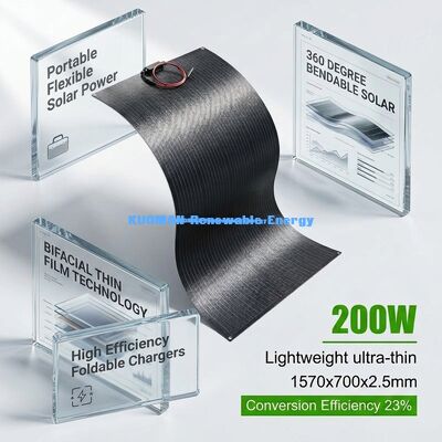 Painel solar flexível de 200W IP65 resistente à água 360 graus flexível para vida fora da rede