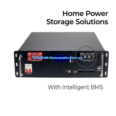 Módulo de Rack de Bateria KM 48V 100Ah LiFePO4 com 8000 Ciclos Profundos, Tensão Nominal de 51.2V e Capacidade de 100Ah