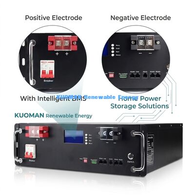 Módulo de Rack de Bateria KM 48V 100Ah LiFePO4 com 8000 Ciclos Profundos, Tensão Nominal de 51.2V e Capacidade de 100Ah