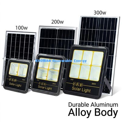 300W LED Solar Flood Light IP65 Impermeável 15000LM Alto Lumen com Corpo de Liga de Alumínio para Iluminação Externa